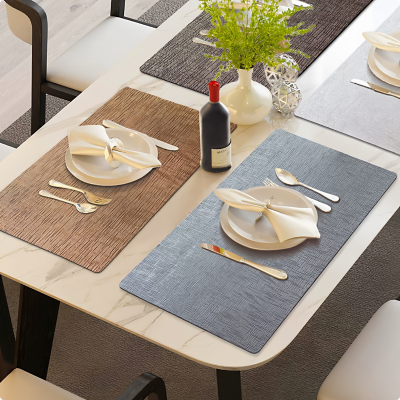 Japanese Precision Leather Heat Insulation Mat Waterproof Tray Mat Metal Texture Double-Sided Square Western Dining Mat Non-Slip Table Mat