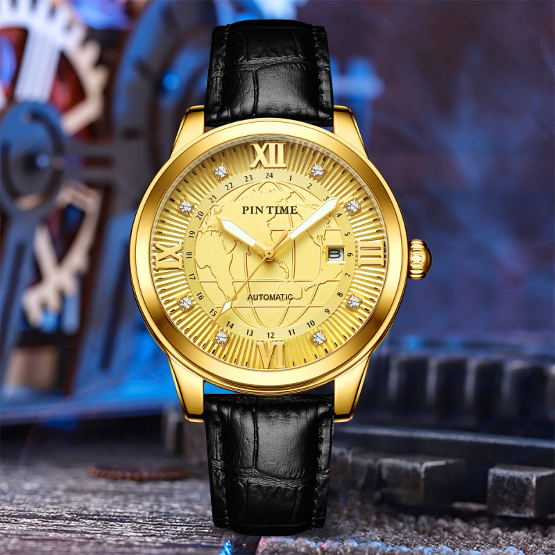 Fully Automatic Mechanical High-End Luxury Business Waterproof Gold Watch, Fashionable, Trendy, Simple, Versatile, and Stylish Men's Boss Watch