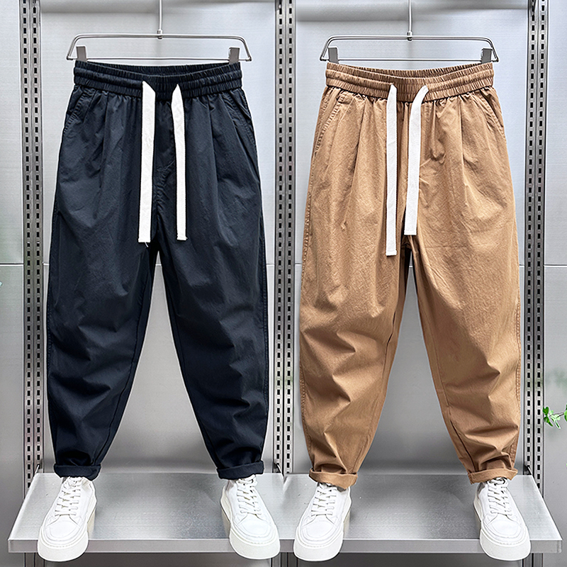 2026 Spring and Autumn New Elastic Waist Casual Pants Men's Loose Straight Leg Slightly Tapered Slim Fit Pants Cool Harem Dad Pants 2026 Spring and Autumn New Elastic Waist Casual Pants Men's Loose Straight Leg Slightly Tapered Slim Fit Pants Cool Harem Dad Pants