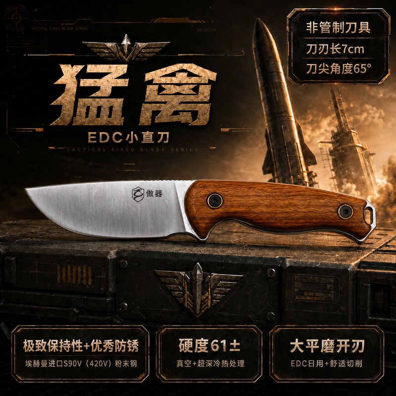 Aoji Raptor Edc Small Straight Knife Imported from Echmann, 420V Powder Steel S90V High Retention Camping Bc Knife Aoji Raptor Edc Small Straight Knife Imported from Echmann, 420V Powder Steel S90V High Retention Camping Bc Knife