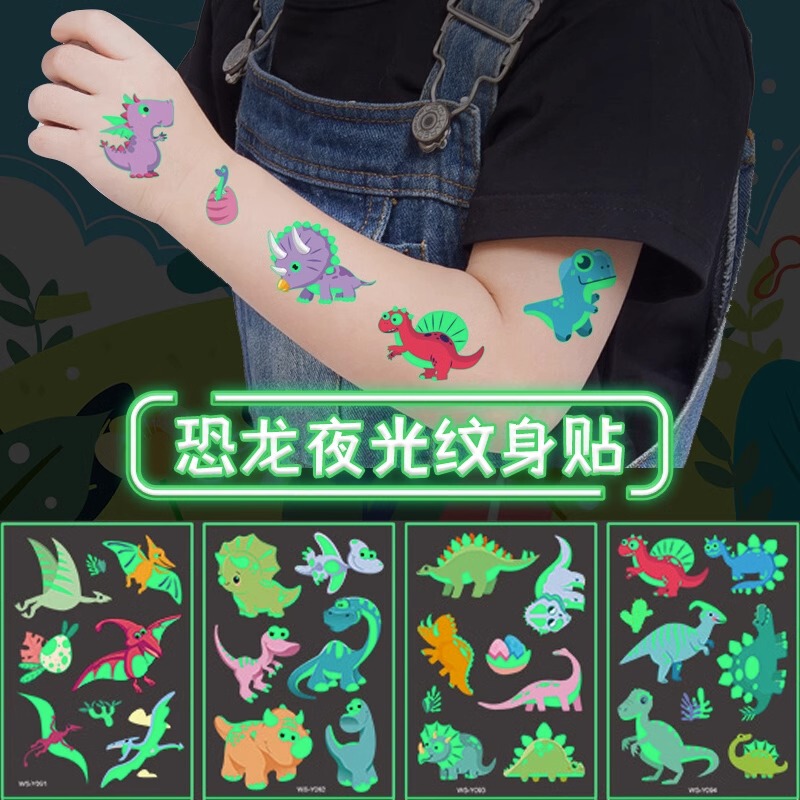 Glow-In-The-Dark Tattoo Stickers for Kids, Cartoon Princess Transfer Stickers for Boys and Girls, Water Transfer Stickers, Cute and Washable