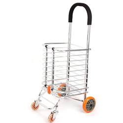 Promotional bold dual-purpose flat tube aluminum alloy shopping cart folding grocery shopping cart for the elderly universal four-wheel basket cart