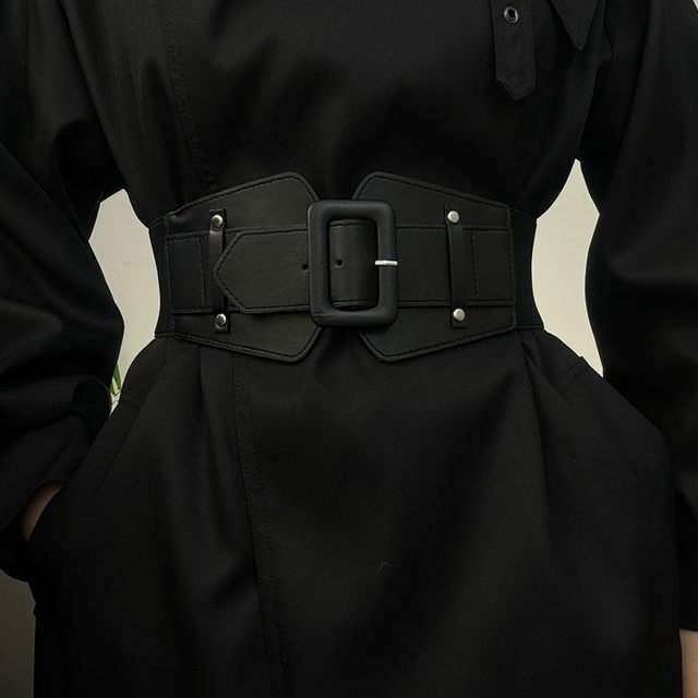Fashionable Wide Waist Belt for Women, Versatile Decorative Coat Belt, Slimming Elastic Leather Belt, European and American Style