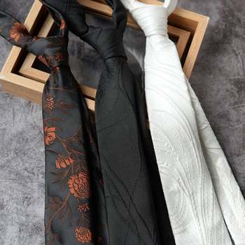 Three-Dimensional Craft Hand-Tied Tie Black Retro Versatile Luxury High-End Suit Shirt for Women and Men Literary and Young Trendy