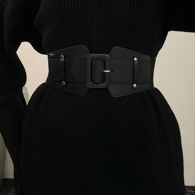 Fashionable Wide Waist Belt for Women, Versatile Decorative Coat Belt, Slimming Elastic Leather Belt, European and American Style