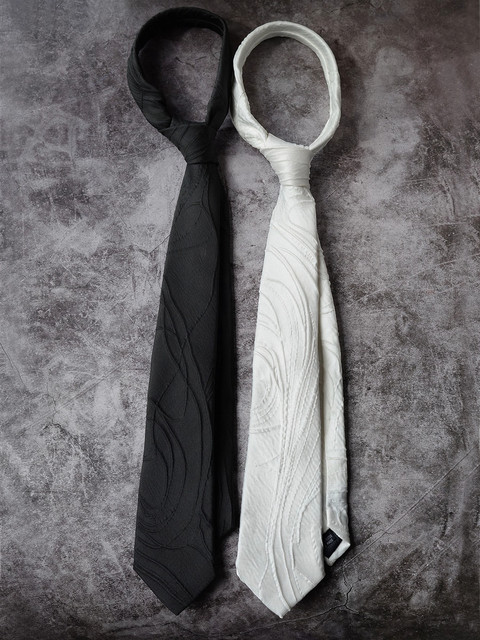 Three-Dimensional Craft Hand-Tied Tie Black Retro Versatile Luxury High-End Suit Shirt for Women and Men Literary and Young Trendy