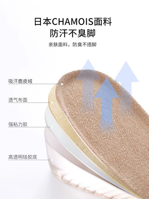 Japan's bionic silicone inner heightening insole for men and women's Martin boots, dedicated for non-tiring feet, half-padded leather shoes for summer