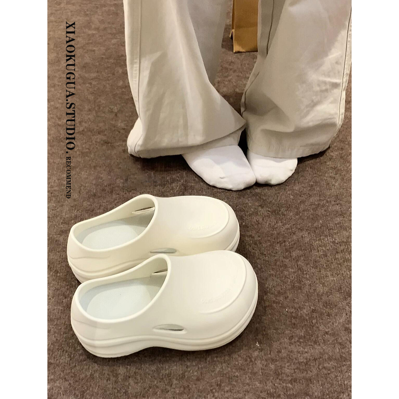 Thick-Soled Closed-Toe Half-Slippers for Women, Summer Outdoor Wear, 2026 New Style, Large Toe Lazy Shoes, Chef Shoes, Cloud Sandals
