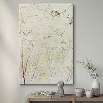 Living room new Chinese style hanging painting Dafen Village medieval hand-painted acrylic entrance texture decorative mural abstract bamboo oil painting