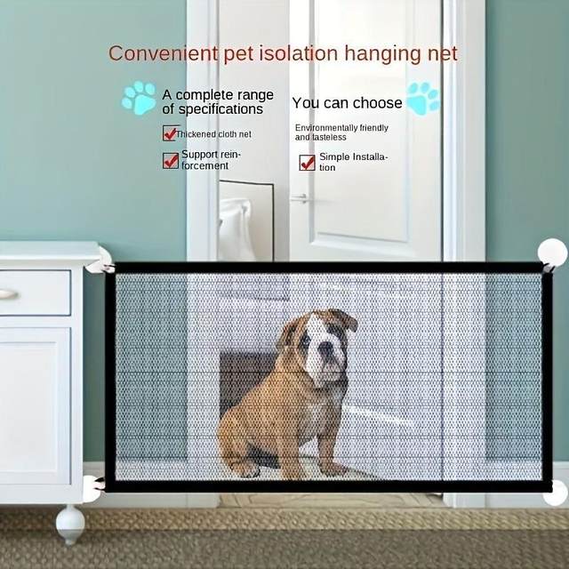 Dog fence indoor door fence without punching foldable net barrier door stair exit baffle small and medium-sized dog fence
