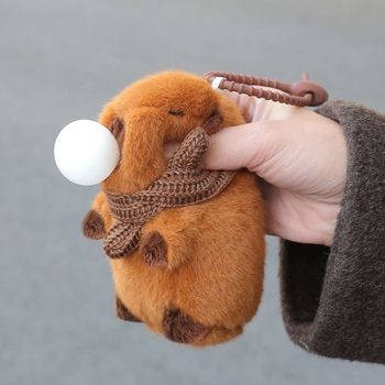 Capybara Plush Toy Blowing Bubbles, Squeaking Capybara Keychain Pendant