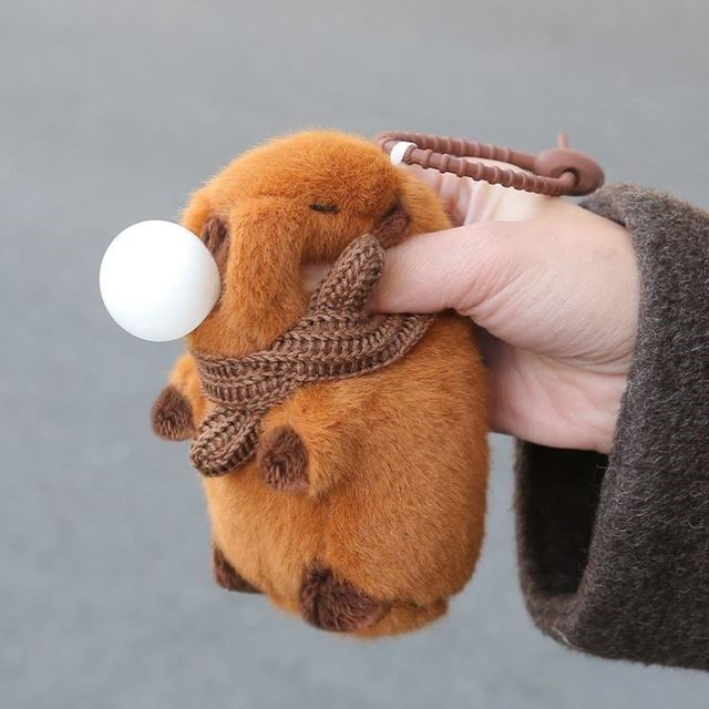 Capybara Plush Toy Blowing Bubbles, Squeaking Capybara Keychain Pendant