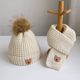 Autumn and Winter Children's Hats, Boys' Bear Woolen Hats, Girls' Knitted Thickened Warm Baby Hats and Scarf Two-Piece Set