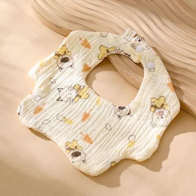 Baby Saliva Towel Newborn Pure Cotton Ultra-Soft Bib Princess Style for Baby 0-3 Months 6-Layer Gauze Petal Bib