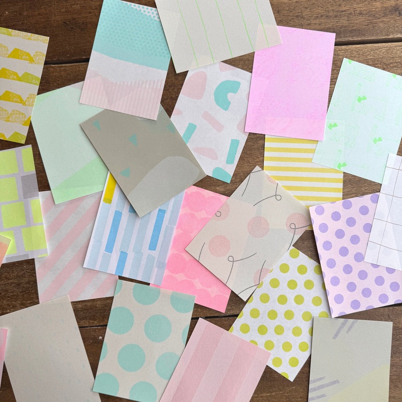 In Stock, New Product: Iroiro Sticky Notes, Material Paper Set of 50 Sheets with Clips, Journal Collage Material Paper