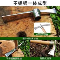 Thickened stainless steel pick ax outdoor hoe ax dual-purpose tool mountaineering digging piles picking herbs digging bamboo shoots small foreign pick quenching ice pick