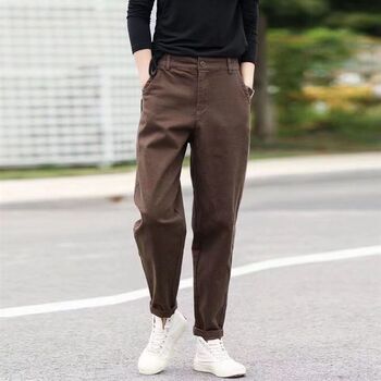 Pure cotton harem pants 2024 spring and autumn elastic waist workwear small feet trousers slim fashionable literary harem pants women