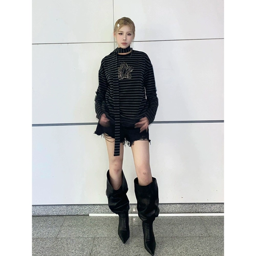 Ретро осенний лонгслив для отдыха, в американском стиле, круглый воротник, оверсайз, в стиле панк