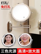 Moen bathroom vanity mirror led punch-free wall-mounted folding mirror with light bathroom retractable double-sided vanity mirror