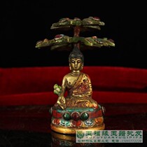 Nepali Bau Gold Pure Copper Inlaid Gemstone Pine Stone Tree Under Sakimani Home Pendulum Collection