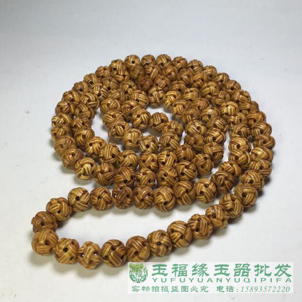 Ancient miscellaneous yak bone Buddha beads hollowed candle 108 old - fashioned Gabar Necklace