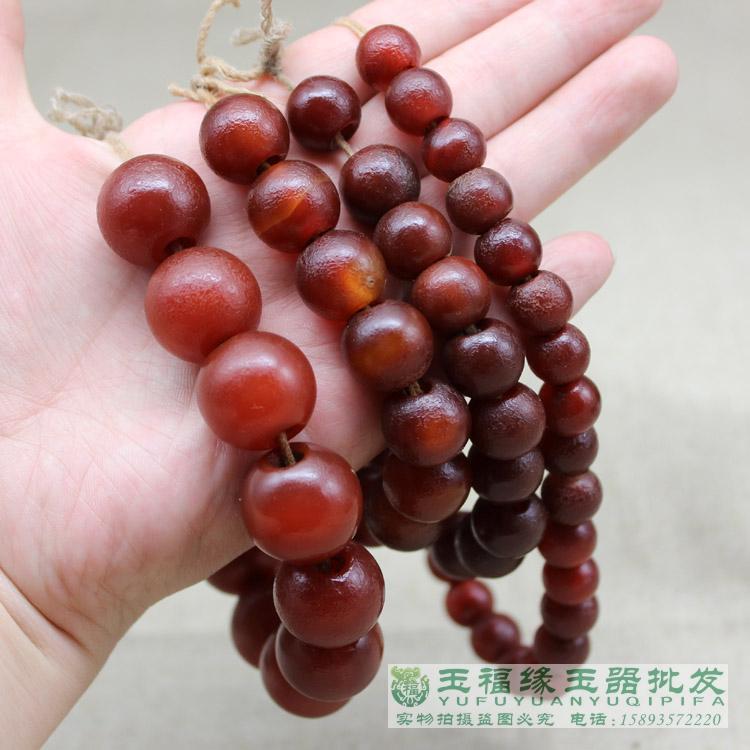 High ancient agate hand string bag berries old macroporous wine red Manau hand alchemy bead agate sepputer beads Western Zhou imitation gumnau