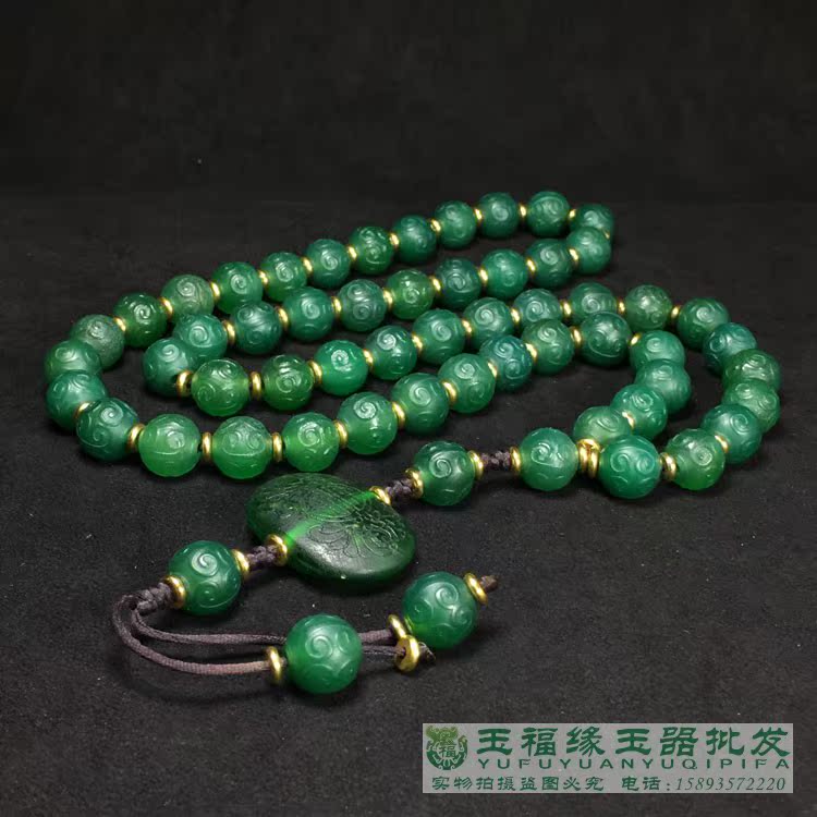 High ancient beads West Zhou Manau Yuanzhu Beads Hand Strings Green retextured veins Necklace Fur Coat Chains Comeback Ancient Beads