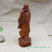 Old boxwood carving Dharma ancestor small ornaments Antique wood carving Old carvings Antique package pulp wood carving Buddha statue text play
