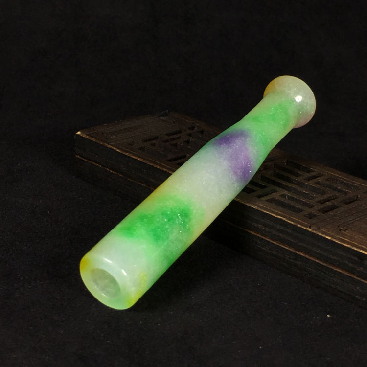 Antique Miscellaneous antique old Jade cigarette holder cigarette set ice glutinous seed floating green jade cigarette holder antique jade cigarette holder