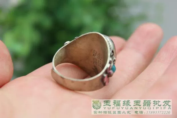 Cổ linh tinh Bạc cổ Inlay Nhẫn Nhẫn Cloisonne Handmade Thủ công mỹ nghệ Nhẫn nữ Bán buôn nhẫn đẹp