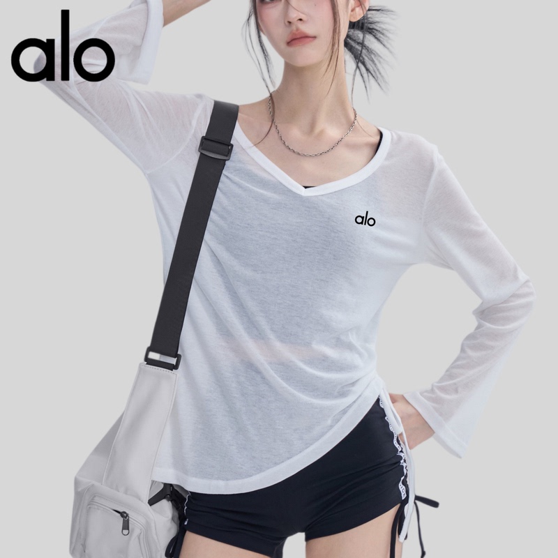 Aio V-Neck Slimming Sports T-Shirt Long-Sleeve Cover-Up for Women, Stunning Drawstring Loose-Fitting Pilates Training Fitness Three-Piece Set Aio V-Neck Slimming Sports T-Shirt Long-Sleeve Cover-Up for Women, Stunning Drawstring Loose-Fitting Pilates Training Fitness Three-Piece Set