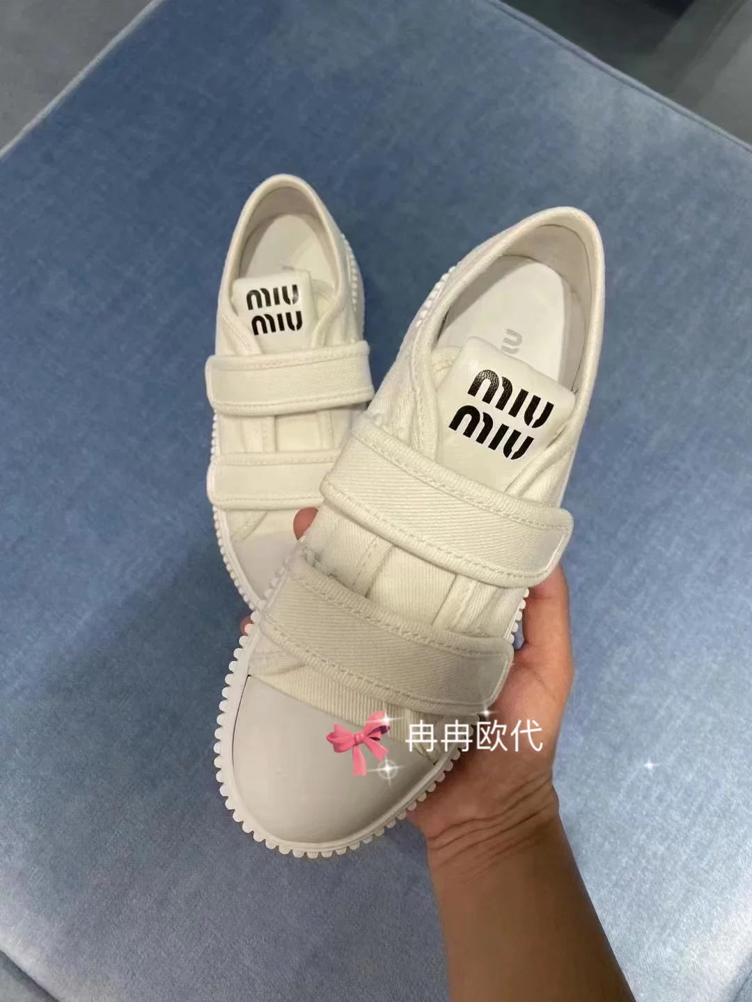 Miumiu, кроссовки спортивные на липучке, белые