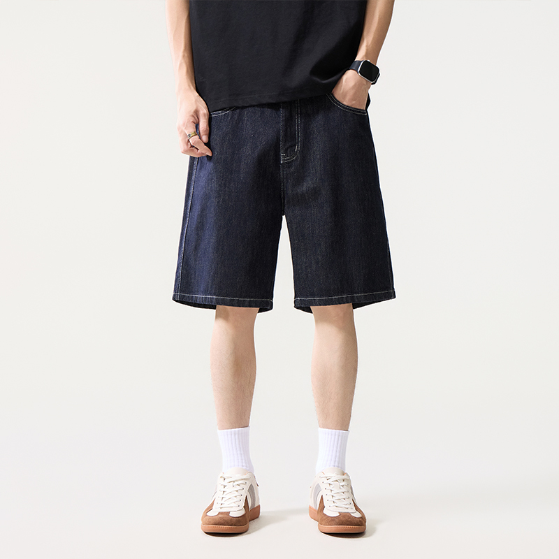 Lee Bradbury Summer Thin Fashion Retro Vintage Style Tencel Denim Shorts for Men, Loose Straight Five-Point Length Lee Bradbury Summer Thin Fashion Retro Vintage Style Tencel Denim Shorts for Men, Loose Straight Five-Point Length