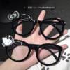High-Fashion Black Large-Frame Plain Glasses Subculture Cute Sequin Kt Cat Black Frame Versatile Face-Slimming ins Style
