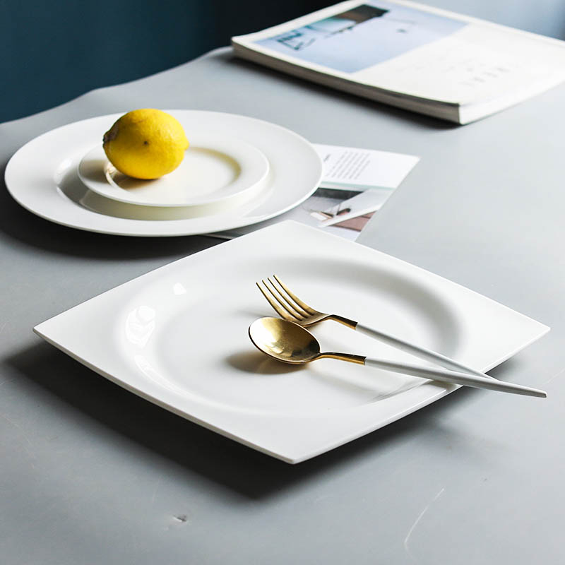 Element treasure creative Japanese plate dinner plate ceramic household pure white ipads porcelain