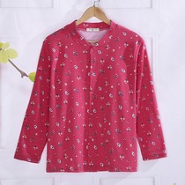 Middle-aged and elderly womens autumn clothing womens inner wear pure cotton elderly womens cardigan cardigan underwear open placket warm clothing spring and autumn