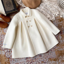 Girls Autumn and Winter Double-sided Woolen 2024 New Autumn Korean Style Western Style Woolen Coat Baby Versatile Cute Coat Trendy