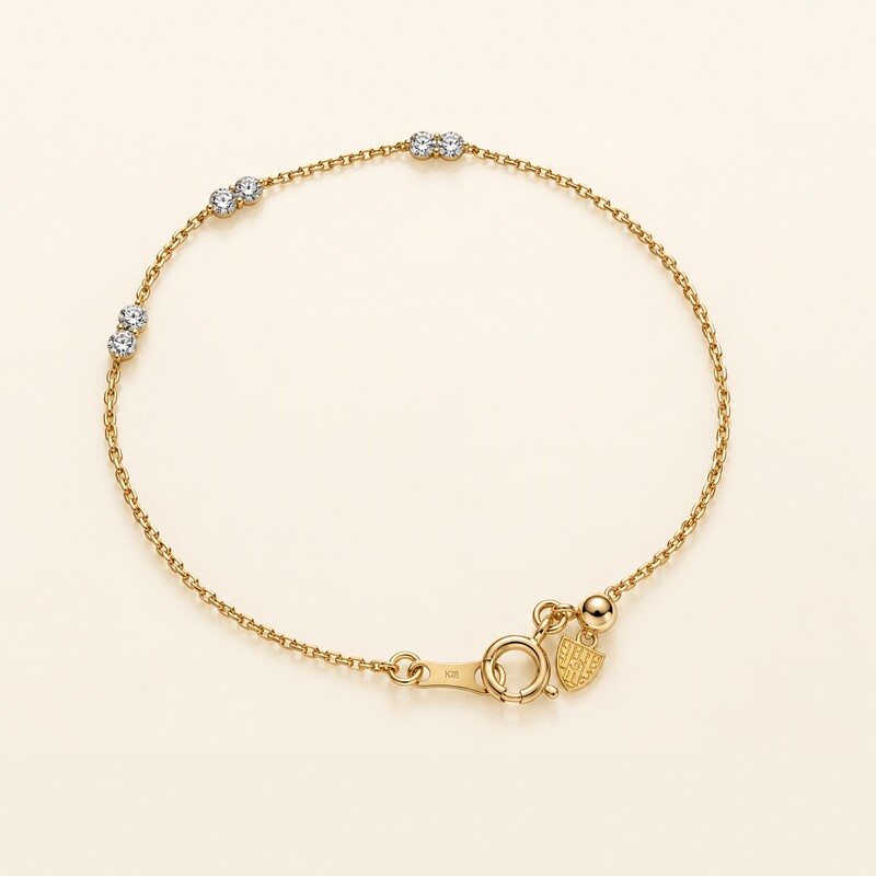 Rich in Jewels, Six-Diamond Bracelet, 18K Gold Flash-Cut Chain, Cultured Diamond Bracelet, Ultra-Small and Delicate Single-Diamond Jewelry, Japanese Style Rich in Jewels, Six-Diamond Bracelet, 18K Gold Flash-Cut Chain, Cultured Diamond Bracelet, Ultra-Small and Delicate Single-Diamond Jewelry, Japanese Style