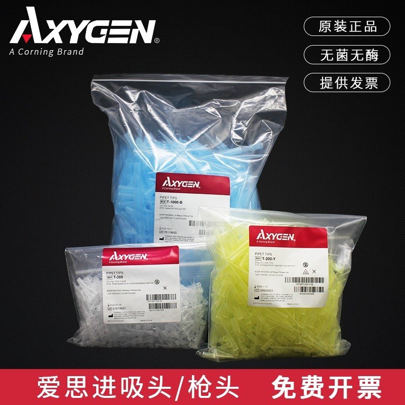AXYGEN移液枪头10/200/1000ul吸头枪头吸嘴T-1000-B T-200-YT-300
