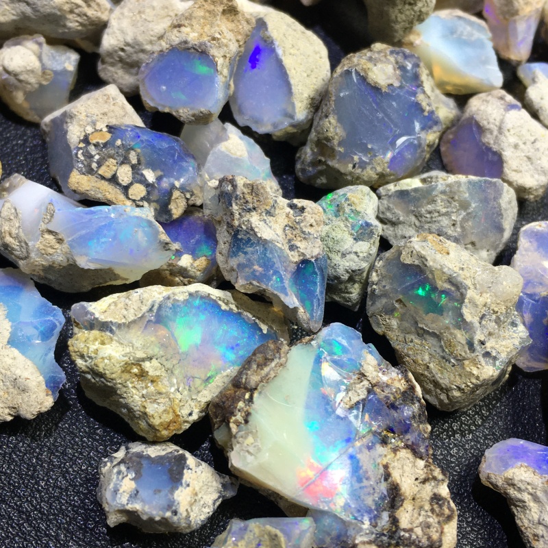 純粋な天然オパール原石鉱石火色の宝石オパール男性と女性ペンダントいくつかの植物化石教育標本