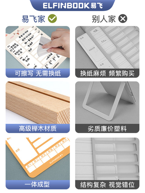 Yifei self-discipline clock-in device for primary school students self-discipline study plan artifact summer vacation children's time manager school supplies plan board whiteboard primary school student reward scratch card task completion card