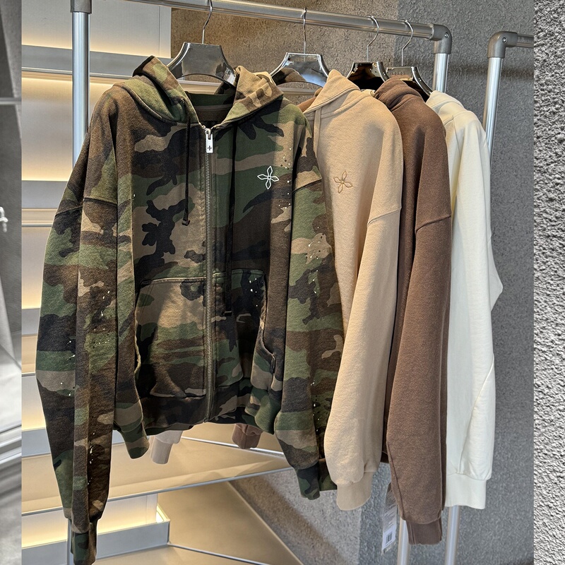 Unique Design Cross Statue Wide Camouflage Sports Hoodie Pure Cotton Sweatshirt Cardigan Spring and Autumn 25 New Models Unique Design Cross Statue Wide Camouflage Sports Hoodie Pure Cotton Sweatshirt Cardigan Spring and Autumn 25 New Models