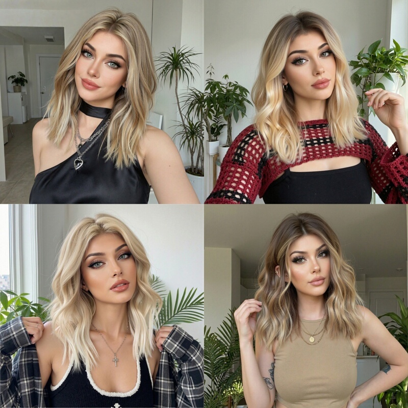 European and American Light Gold Gradient Middle-Parted Wavy Wig, Fashionable Women's Natural Fluffy Full Head Wig for Daily Wear and Parties European and American Light Gold Gradient Middle-Parted Wavy Wig, Fashionable Women's Natural Fluffy Full Head Wig for Daily Wear and Parties
