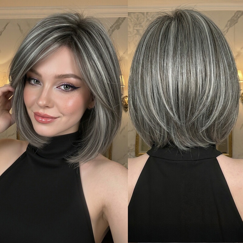 European and American Style Short Bob Wig for Women, Natural and Realistic, High-Temperature Fiber, Fashionable, Age-Reducing, Face-Slimming, Full Head Wig European and American Style Short Bob Wig for Women, Natural and Realistic, High-Temperature Fiber, Fashionable, Age-Reducing, Face-Slimming, Full Head Wig