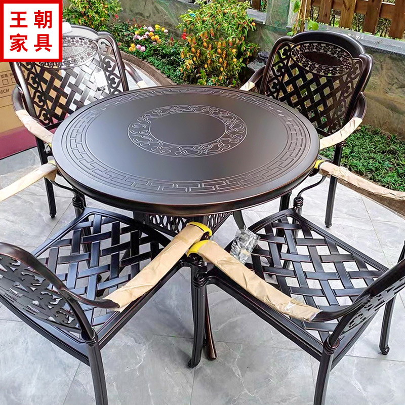 Dynasty Outdoor Courtyard Garden Outdoor Cast Aluminum Table and Chairs Aluminum Table Leisure Aluminum Plate Round Table Long Table Carbon Barbecue Table Dynasty Outdoor Courtyard Garden Outdoor Cast Aluminum Table and Chairs Aluminum Table Leisure Aluminum Plate Round Table Long Table Carbon Barbecue Table