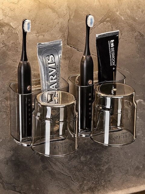 Italy Isonio light luxury punch-free mouthwash cup couple tooth cup toothpaste electric toothbrush wall-mounted rack