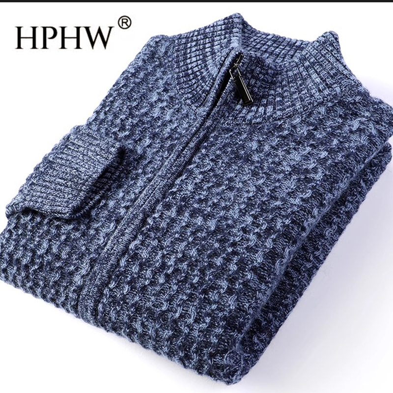 Ordos City Cashmere Sweater Men's Casual Sweater Autumn and Winter Middle-Aged Full Zipper Stand Collar Knitted Cardigan