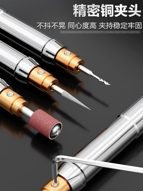 Electric Grinding Pen, Engraving Pen, Pen-Type Electric Grinder, Handheld Jade, Peach Pit, Dental Tool, Hobby Tool, Gourd Polishing Head, Carving Pen
