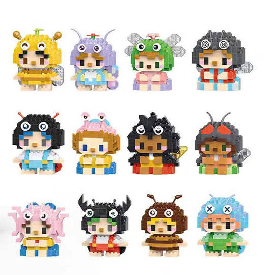 New Cartoon Insect Building Blocks Bee Beetle Micro-Particle Educational Assembly Toy Model Ornaments Gift for Boys and Girls