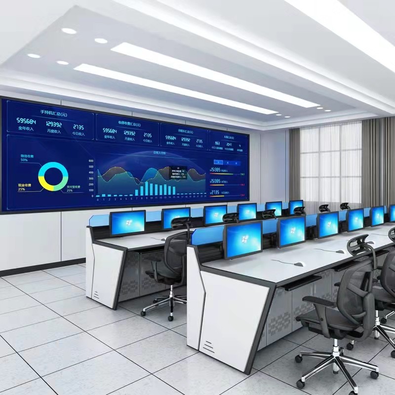 Luxury monitoring console custom-made four or six arc-shaped command center work table widened five-joint control dispatcher